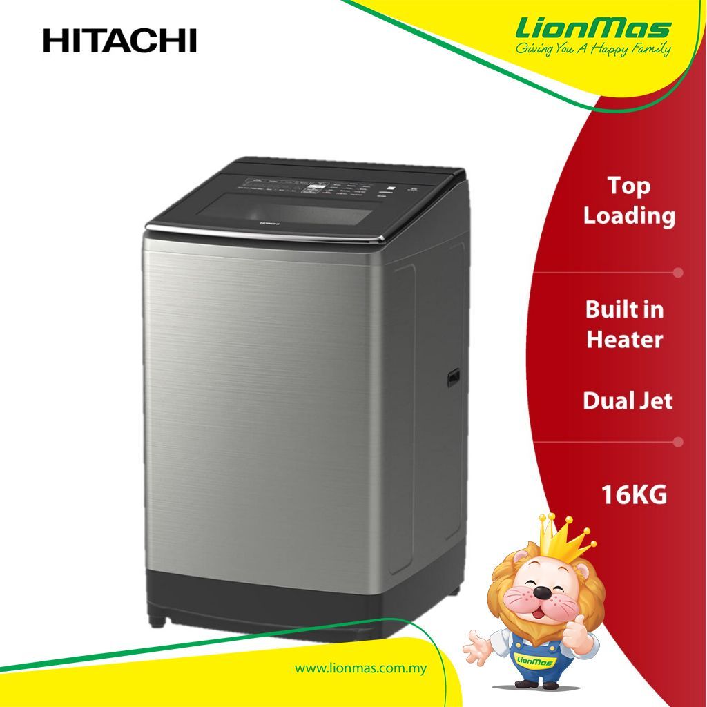 Hitachi Washing Machine Top Loading Dual Jet Heater - Silver (16kg) SF-160ZCV SS