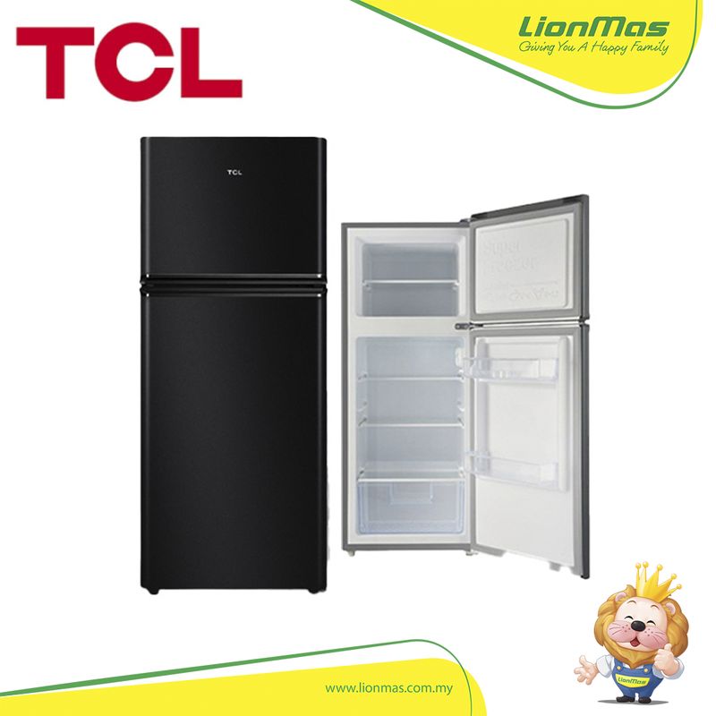 TCL 165L 2 Door Fridge Refrigerator TRTM-W1650S1 (Black) Peti Sejuk with LED Light Adjustable Shelf