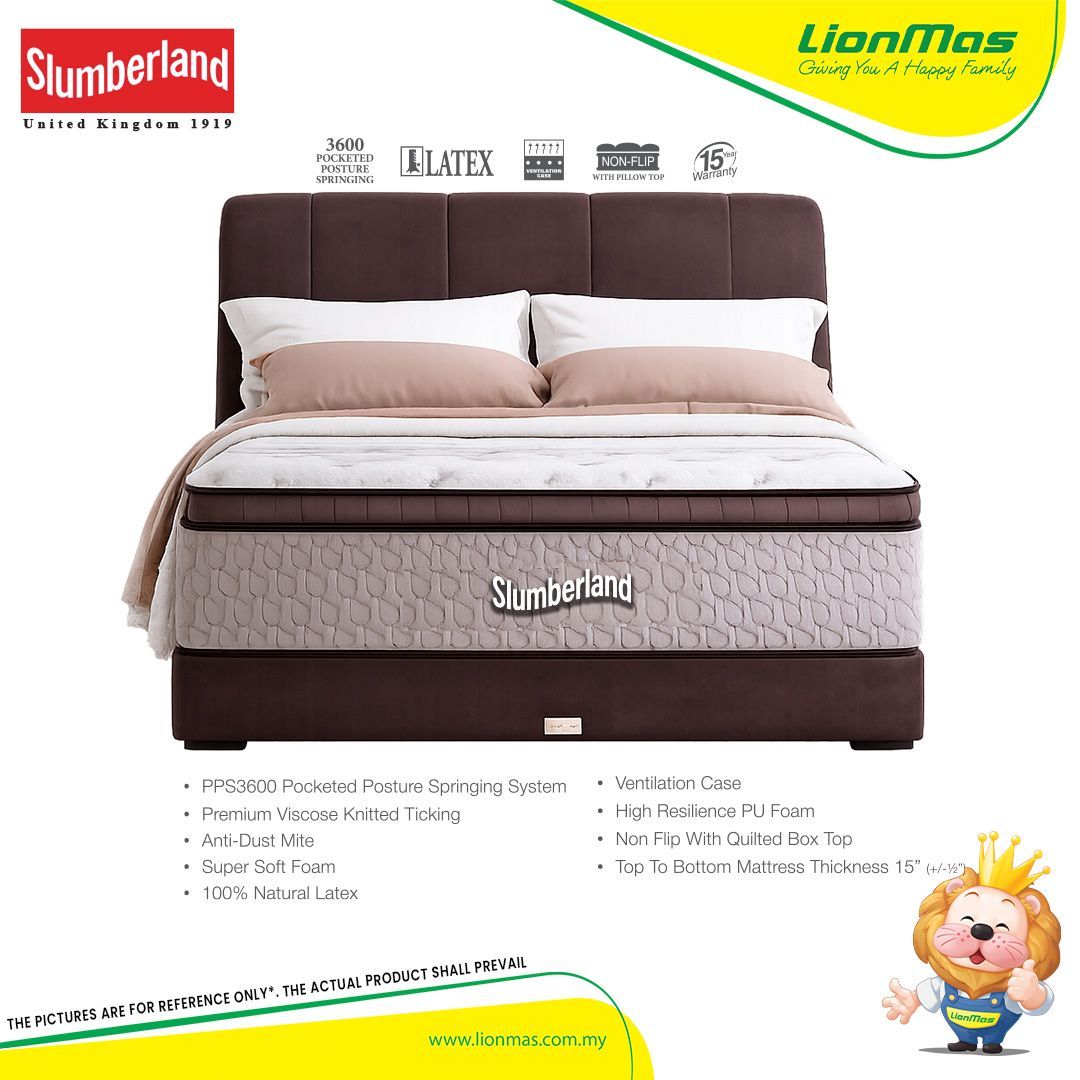 Slumberland 15″ Luxury Pocketed Latex Mattress (QUEEN ONLY)