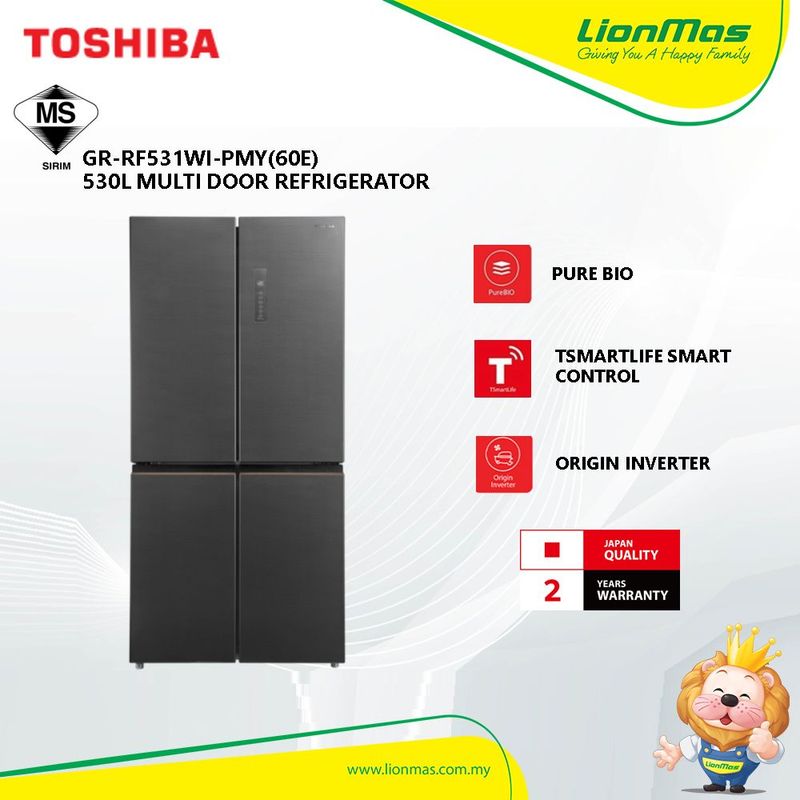 [FREE SHIPPING] Toshiba GR-RF531WI-PMY(60E) 530L Multi Door Inverter Refrigerator /Peti Sejuk/ 冰箱