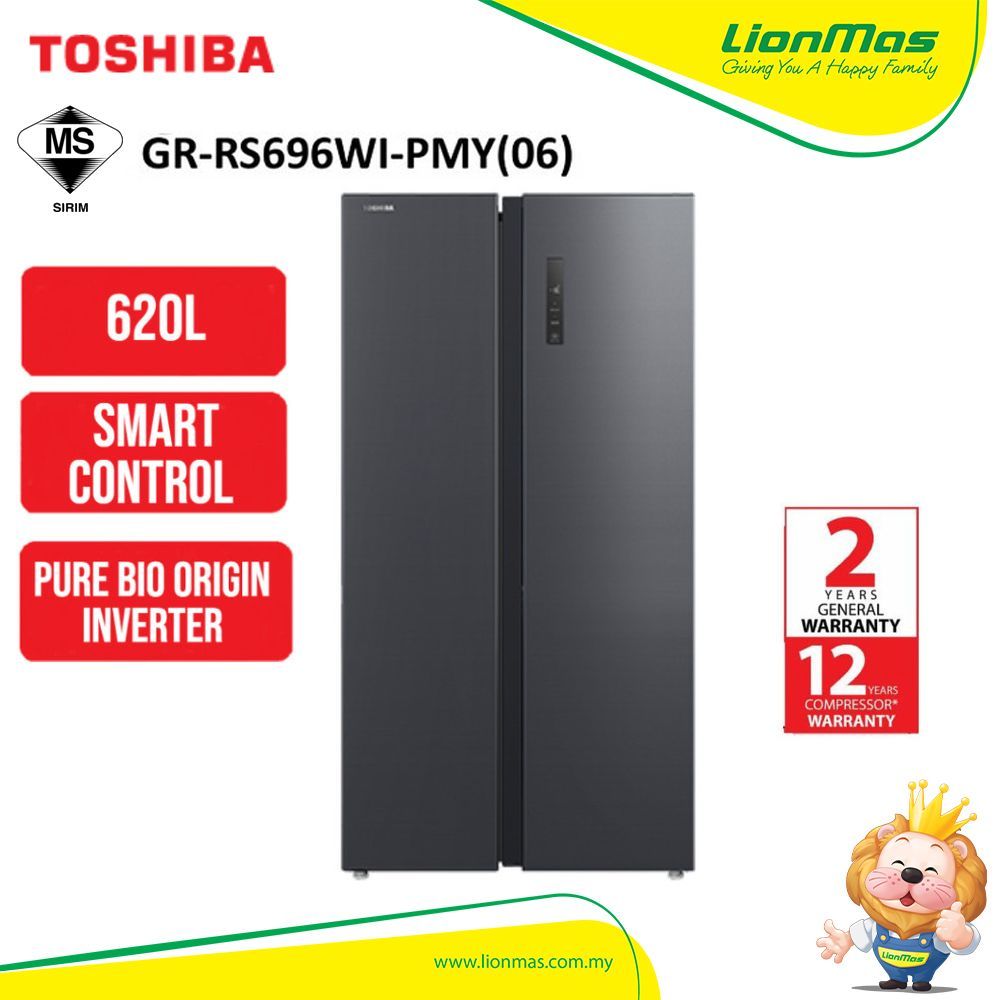 [FREE SHIPPING] TOSHIBA GR-RS696WI-PMY(06) Side By Side Inverter Fridge 620L Smart Control Peti Ais 雪柜