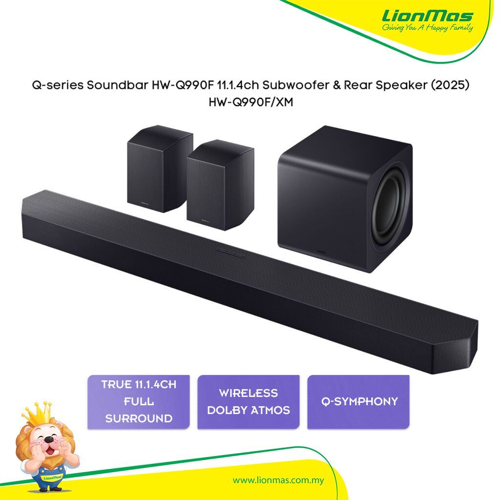 Samsung Q-Series Soundbar HW-Q990F/XM 11.1.4ch With Subwoofer & rear speaker Wireless HWQ990FXM Pembesar Suara