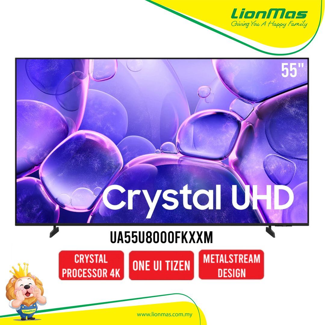 Samsung 55'' l 55 Inch U8000 4K Crystal UHD Smart TV UA55U8000FKXXM Television Televisyen 电视机 Compatible PS5