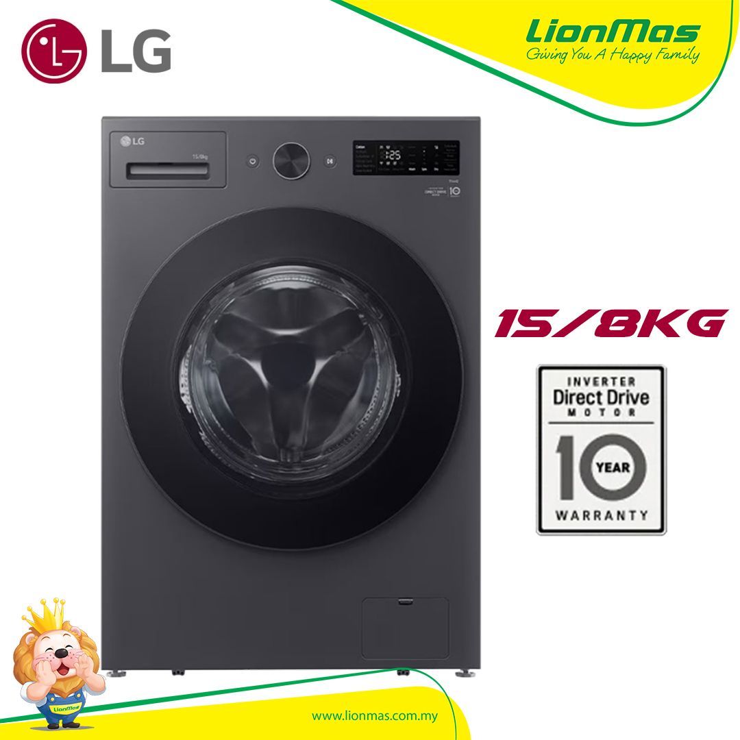 LG 15/8kg Front Load Washer Dryer with with AI Direct Driveâ„¢ and TurboWashâ„¢ F2515RNEG Washing Machine LG 15/8kg Front Load Washer Dryer with with AI Direct Driveâ„¢ and TurboWashâ„¢ F2515RNEG Washing Machine