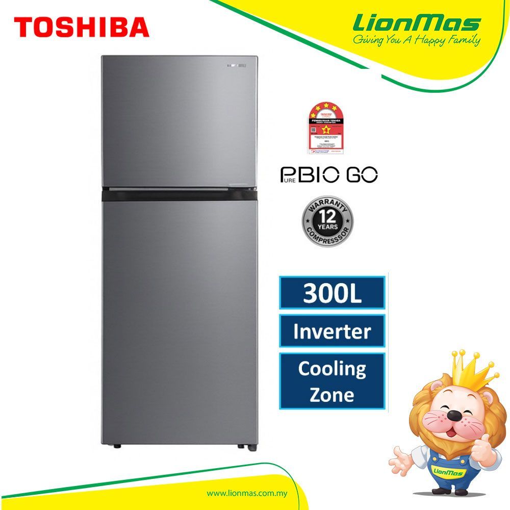 Toshiba GR-RT310WE-PMY 300L Inverter 4 Star Refrigerator Fridge Peti Sejuk Toshiba GR-RT310WE-PMY 300L Inverter 4 Star Refrigerator Fridge Peti Sejuk