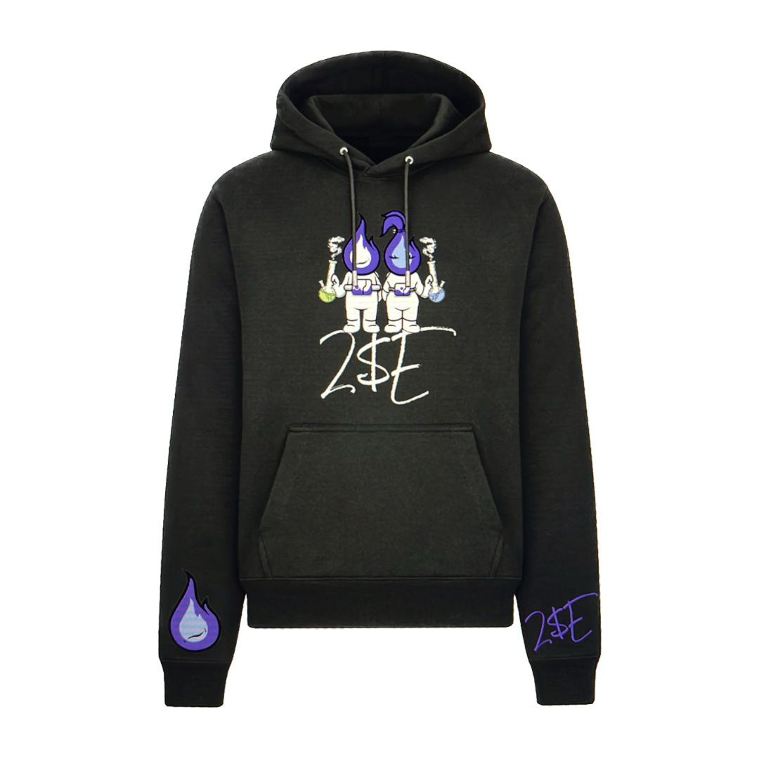Purple Flame Astro and Star Hoodie