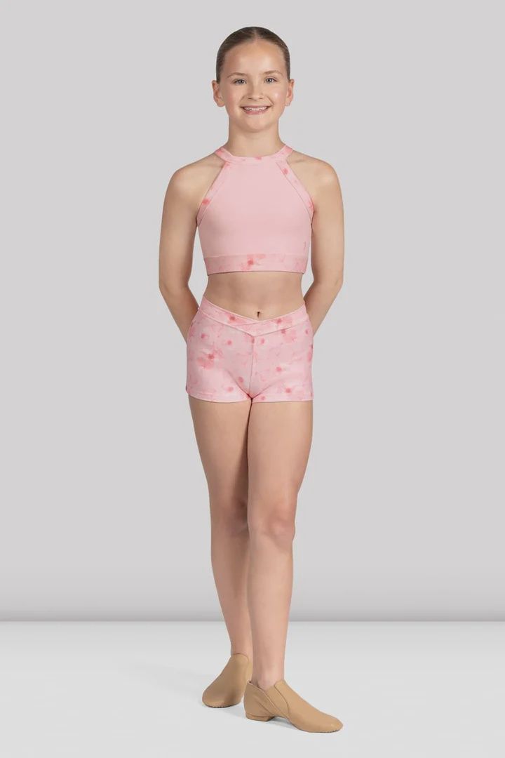 Bloch Child High Neck Open Back Crop Top, Size: 8, Colour: Pink