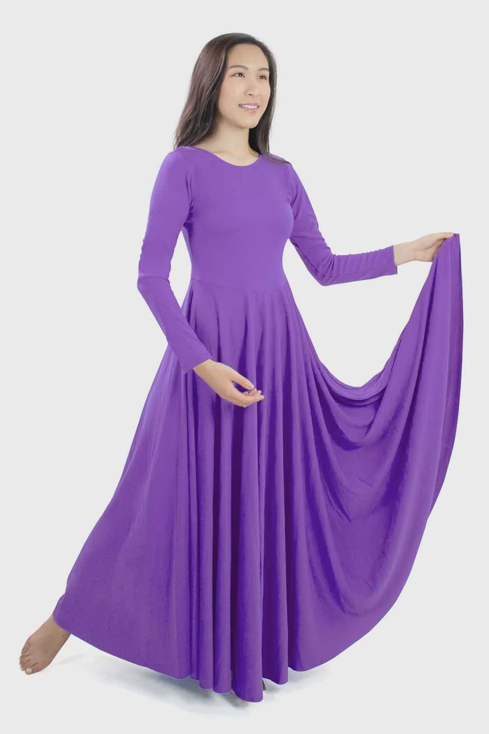 Basic Moves Adult Long Sleeve Dress, Size: Small, Colour: Purple
