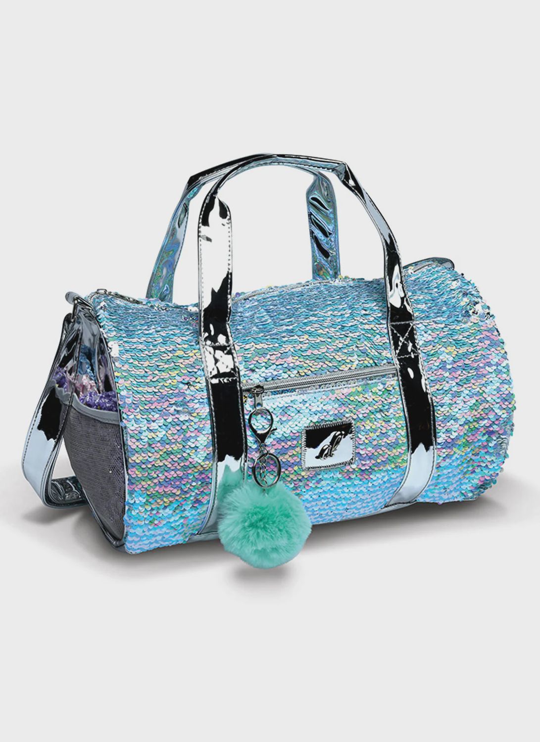 Iridescent roll duffel