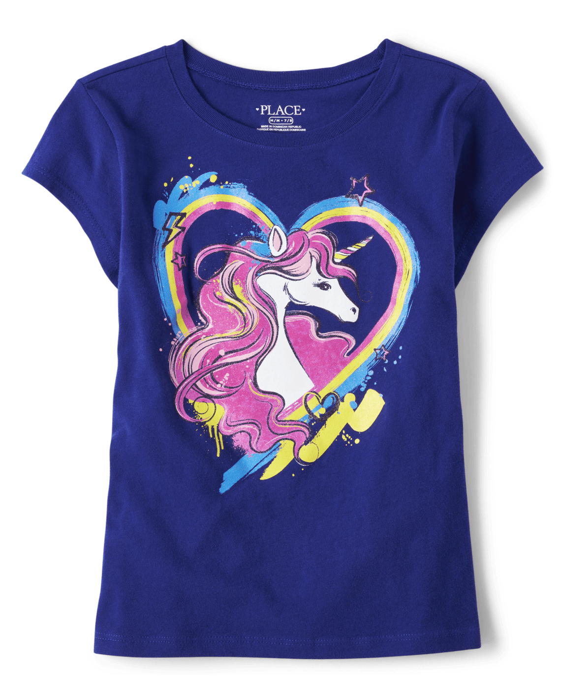 Girls Unicorn Heart Graphic Tee - Electric Violet