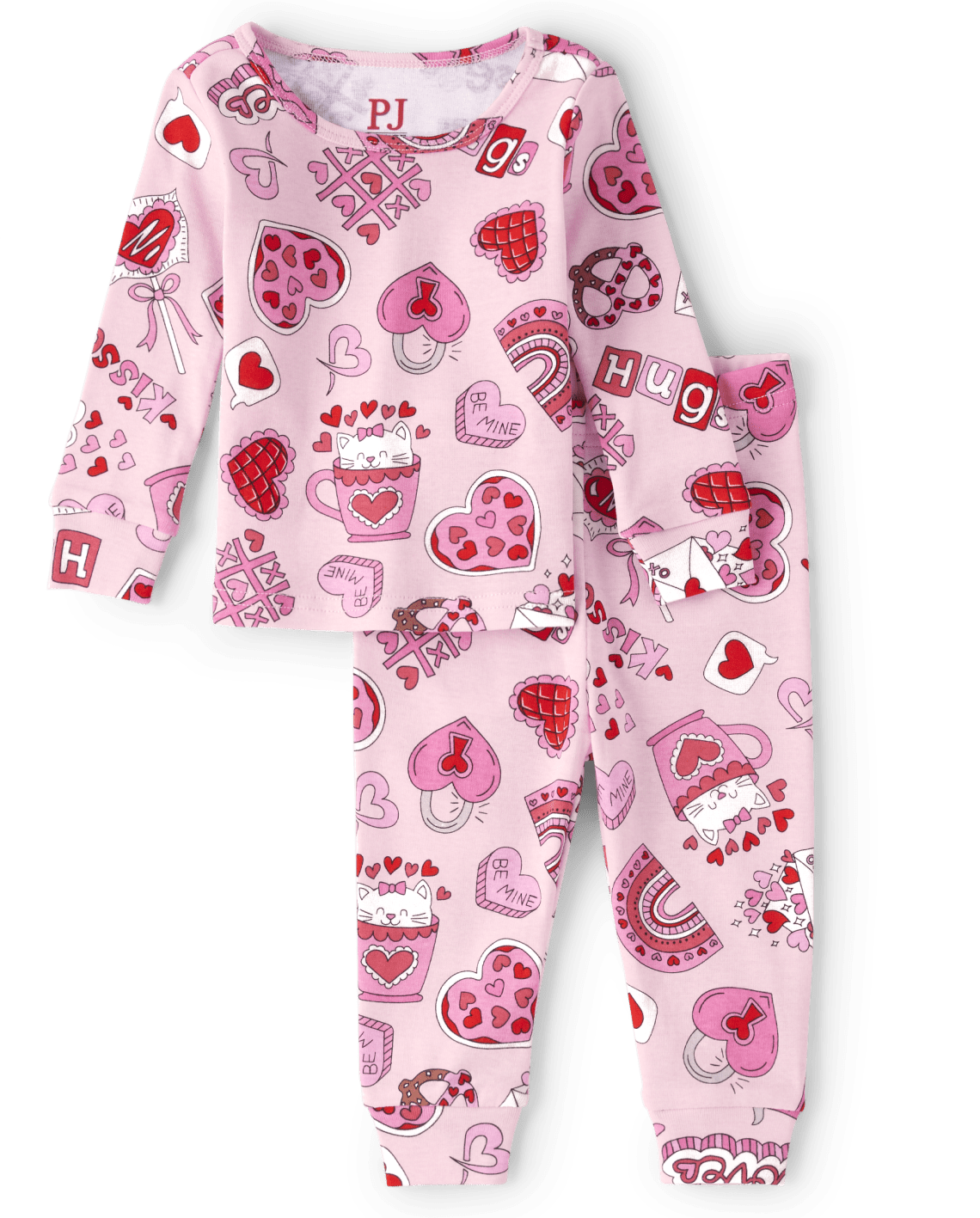 Baby And Toddler Girls Valentine&#39;s Day Doodle Snug Fit Cotton Pajamas - Cameo