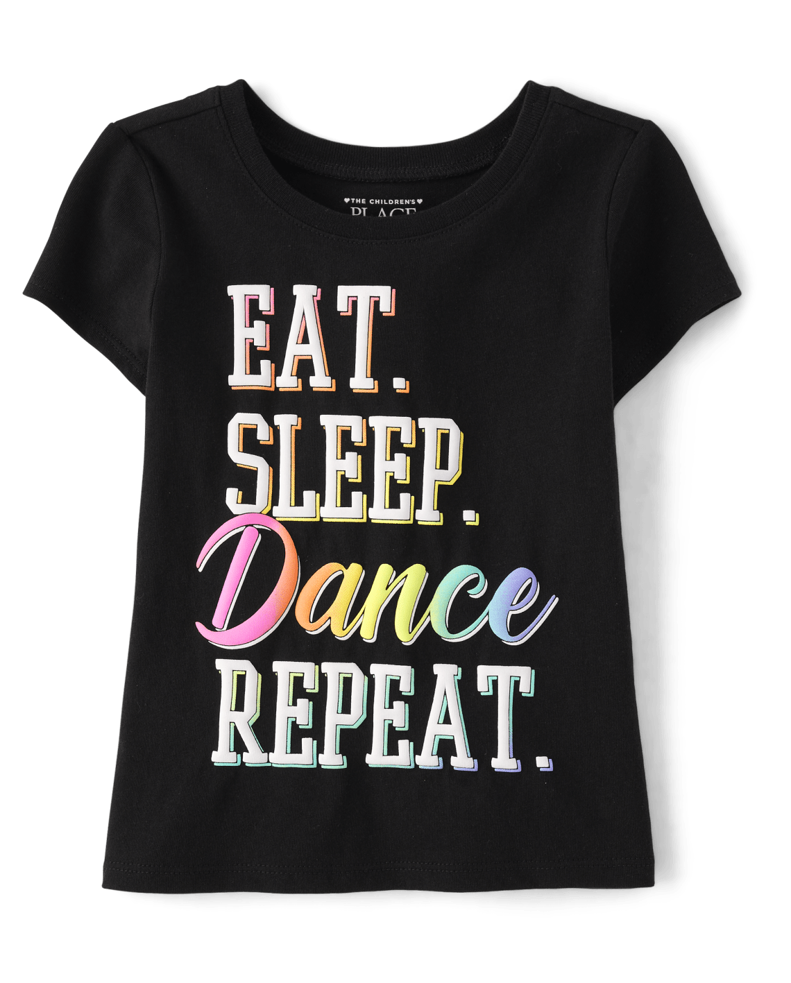 Baby And Toddler Girls Eat Sleep Dance Repeat Graphic Tee - Black