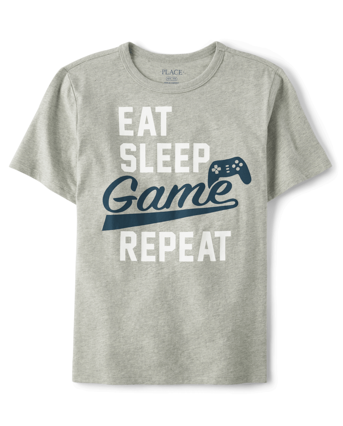 Boys Eat Sleep Game Repeat Graphic Tee - H/T Grey