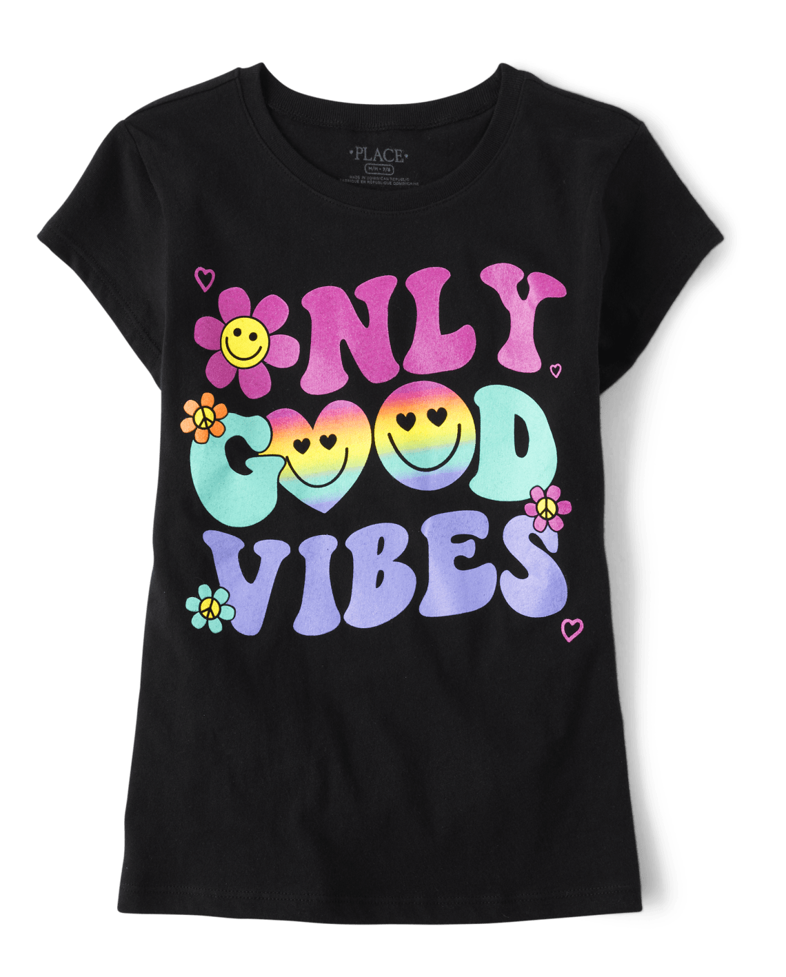 Girls Only Good Vibes Graphic Tee - Black