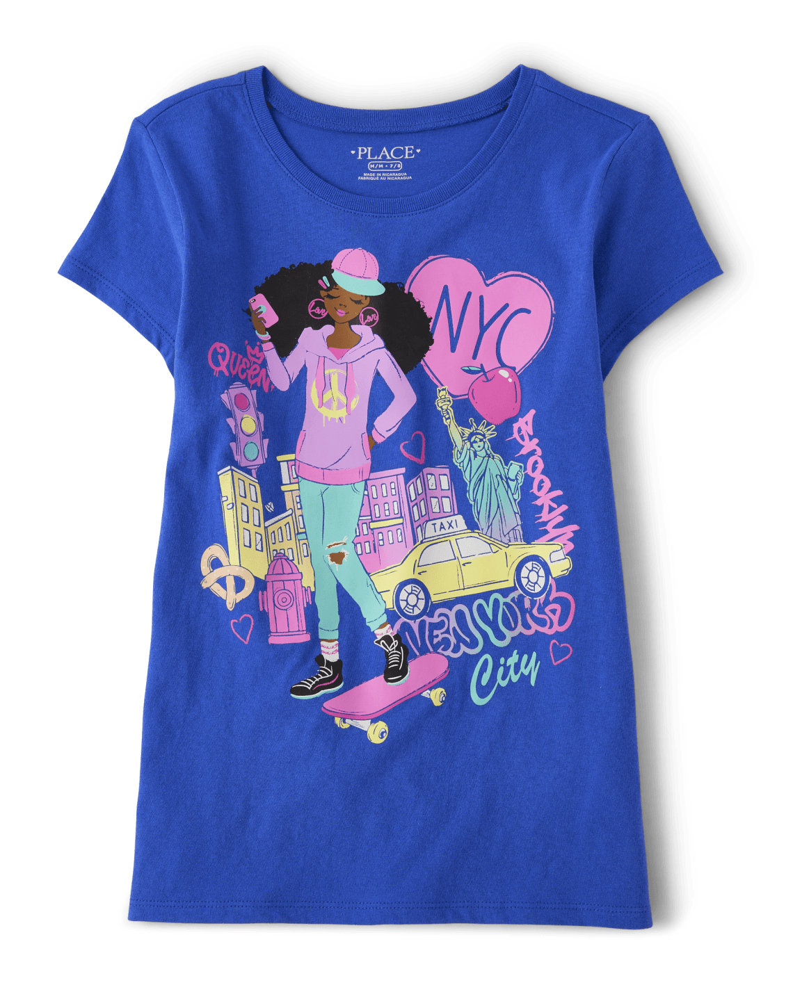 Girls NYC Girl Graphic Tee - Cool Cobalt