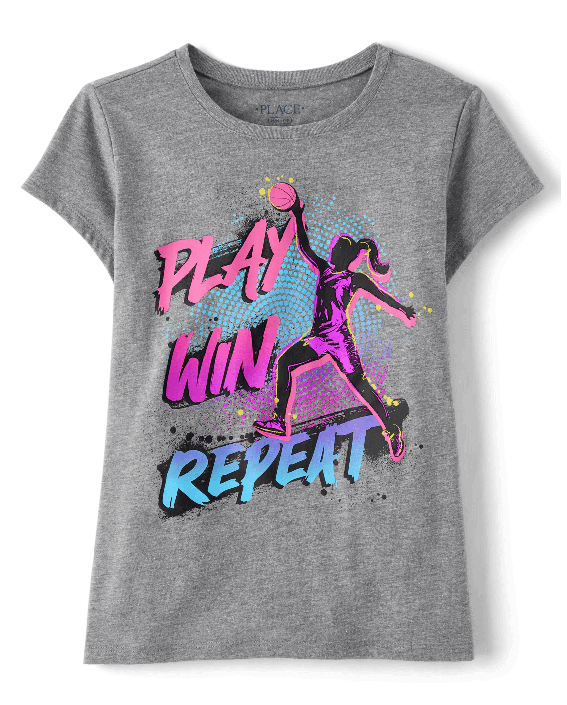 Girls Basketball Graphic Tee - S/D Gray Steel