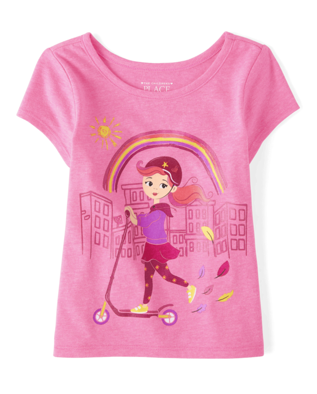 Baby And Toddler Girls Scooter Graphic Tee - S/D Neobry