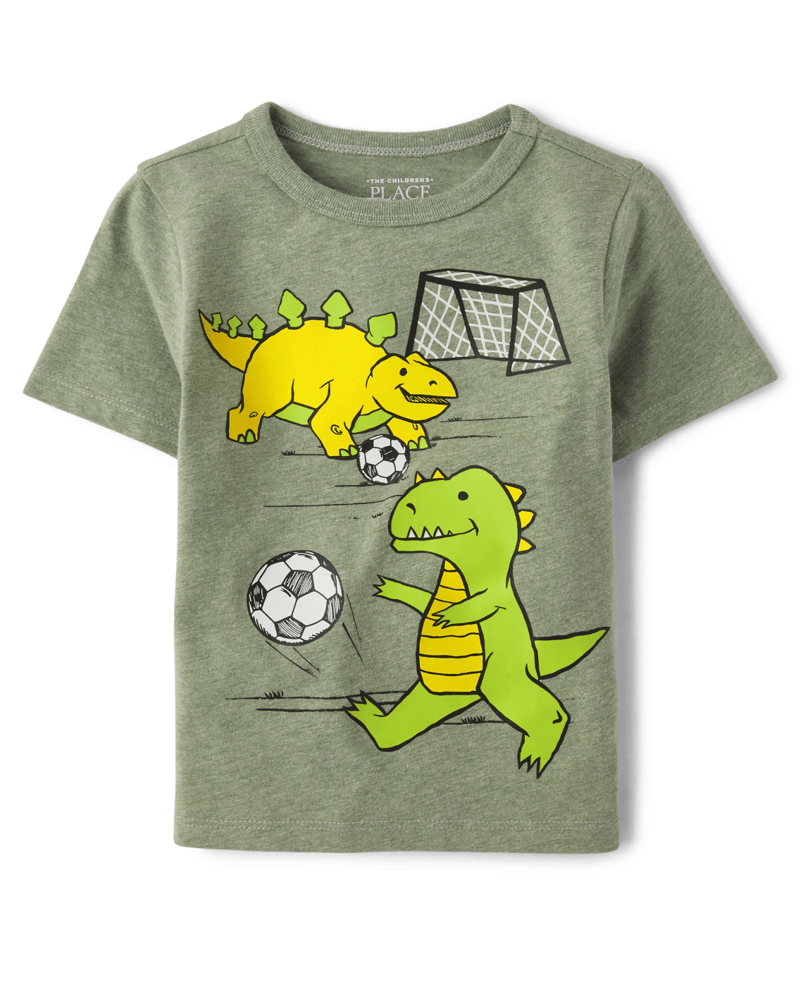 Baby And Toddler Boys Dino Soccer Graphic Tee - S/D Olive Press