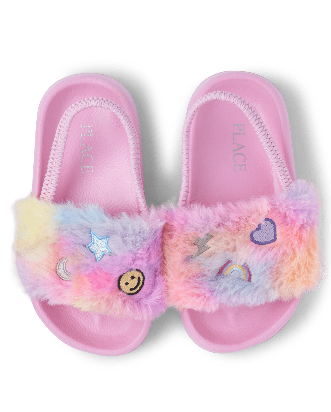 Toddler Girls Rainbow Faux Fur Slides - Multi Clr
