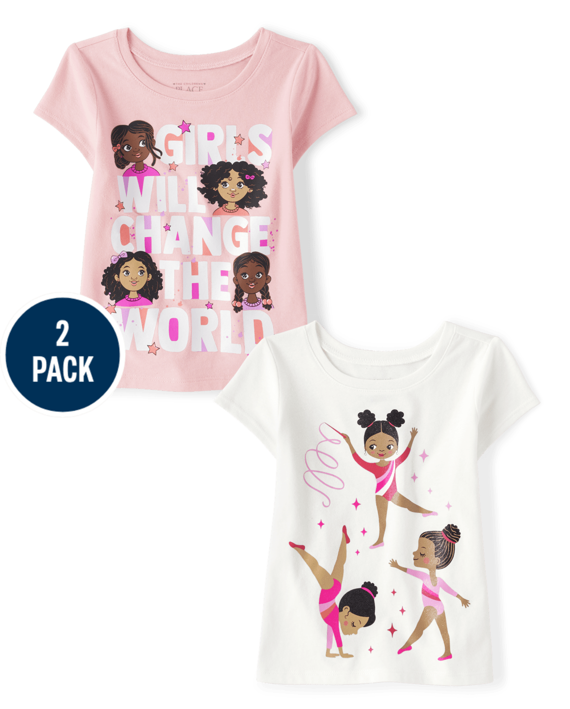 Baby And Toddler Girls Gymnasts Graphic Tee 2-Pack - Multi Clr