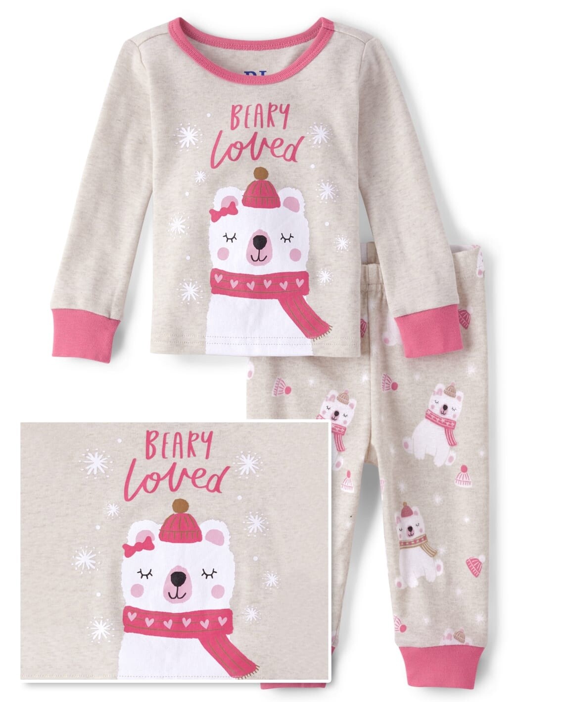 Baby And Toddler Girls Polar Bear Snug Fit Cotton Pajamas - H/T Vanilla