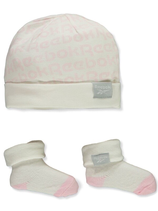 BABY GIRLS' 2-PIECE HAT & BOOTIES SET - light pink