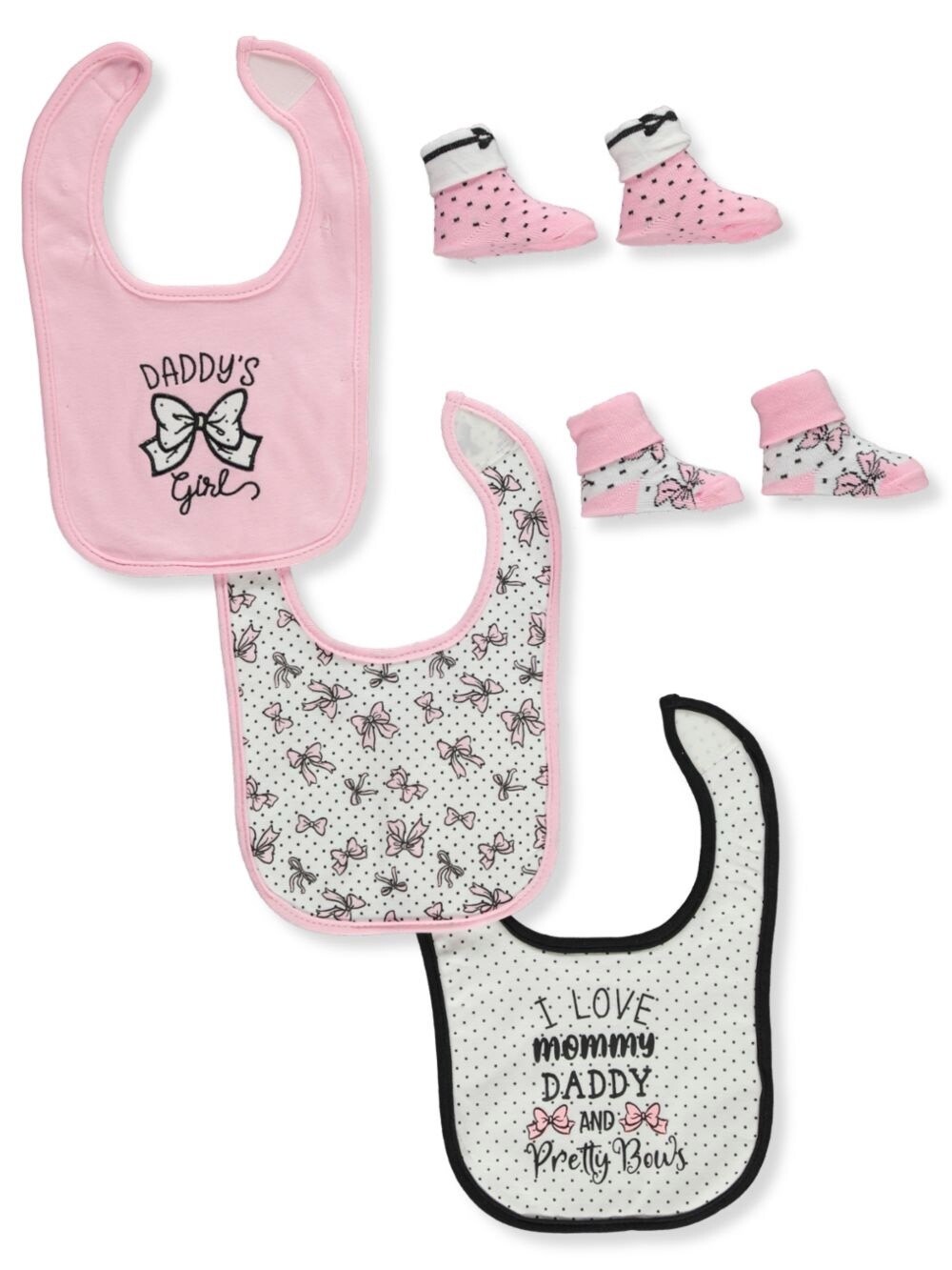 BABY GIRLS&#39; 5-PIECE BIBS &amp; BOOTIES SET