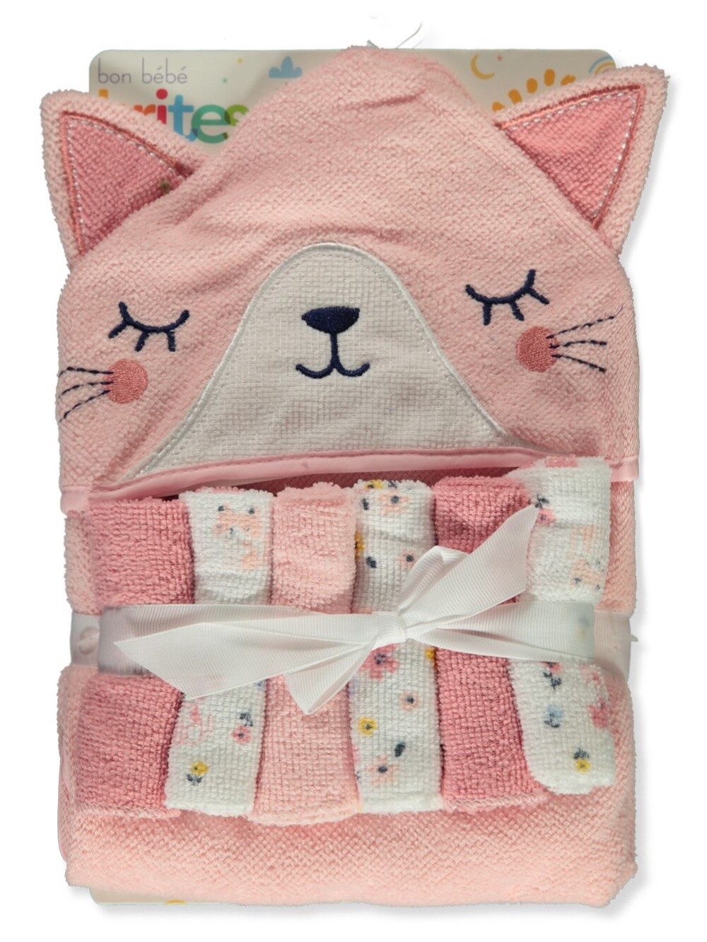 BABY GIRLS&#39; 7-PIECE KITTY TOWEL WITH WASHCLOTHS SET