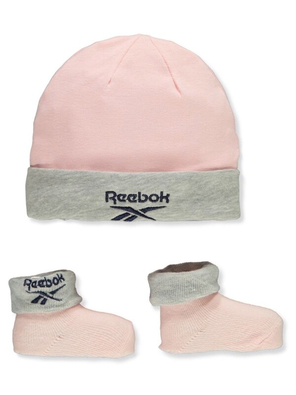 BABY GIRLS' 2-PIECE HAT & BOOTIES SET- Pink