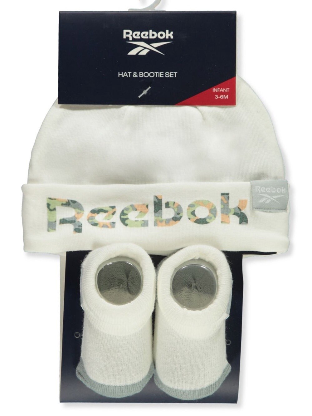 BABY BOYS&#39; 2-PIECE HAT &amp; BOOTIES SET- White/Multi