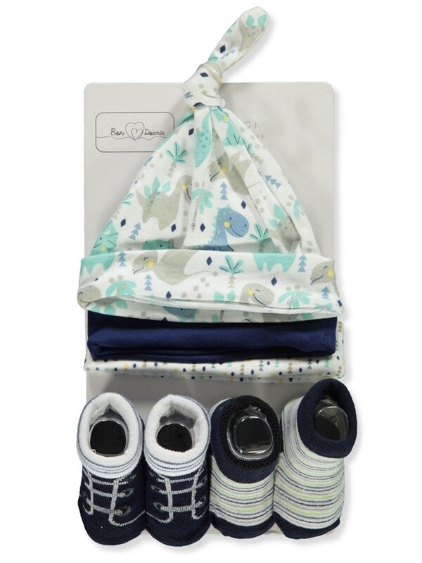 BABY BOYS' 5-PIECE BOOTIES & HATS SET