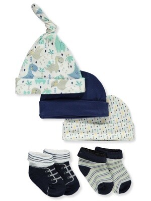 BABY BOYS' 5-PIECE BOOTIES &amp; HATS SET