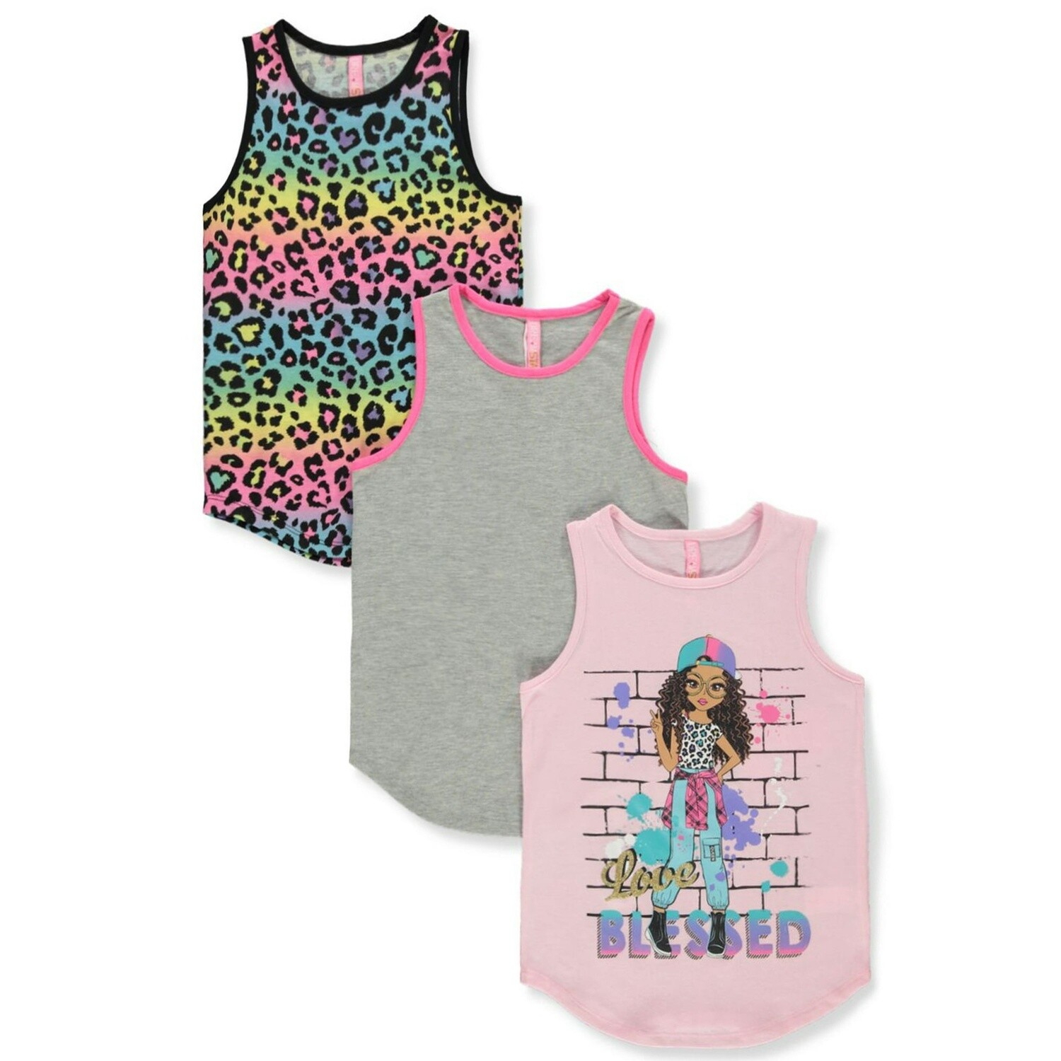 Dreamstar Girls&#39; 3-Pack Blessed Tank Tops