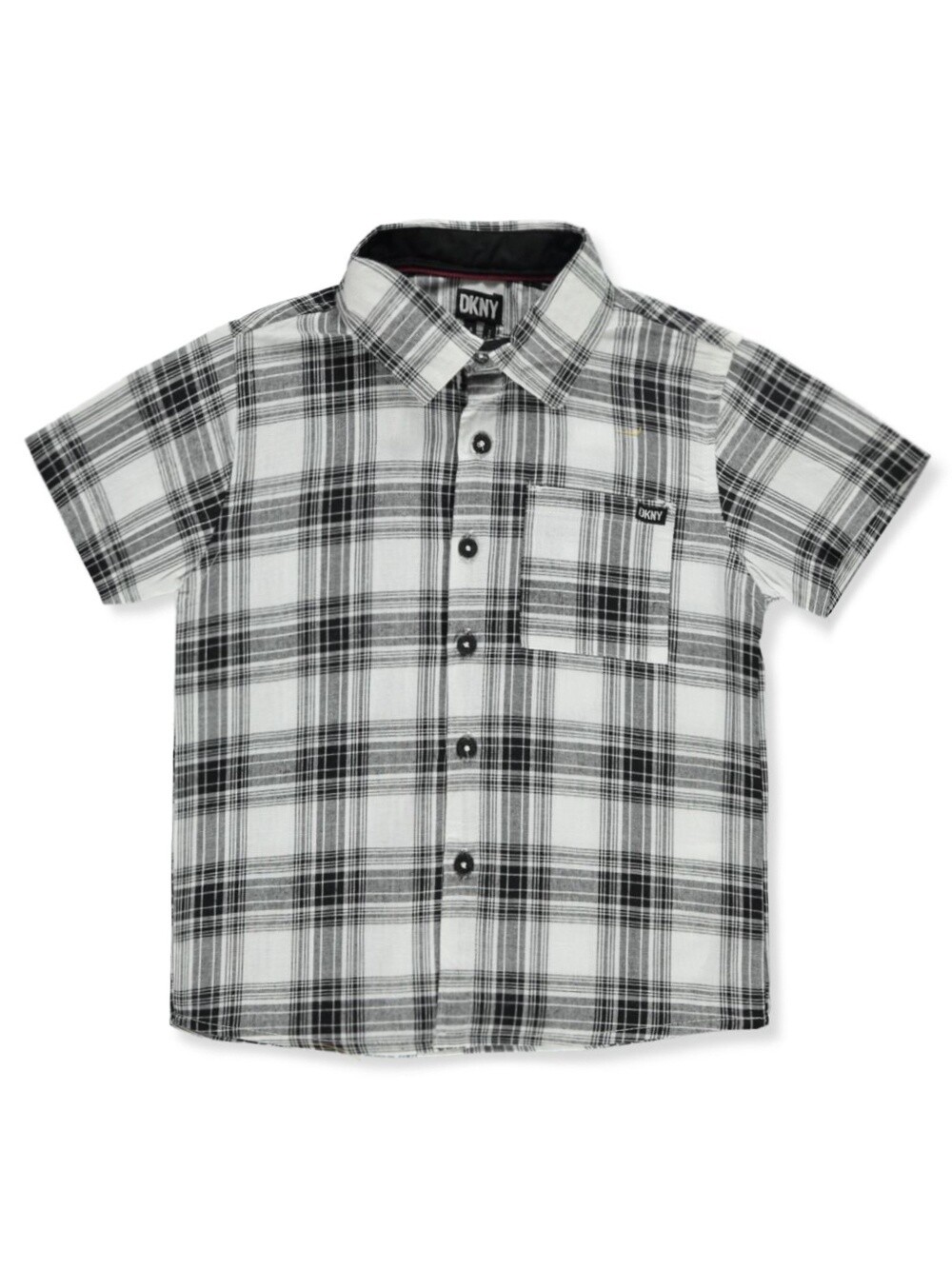 BOYS' WOVEN BUTTON-UP SHIRT- Black/White