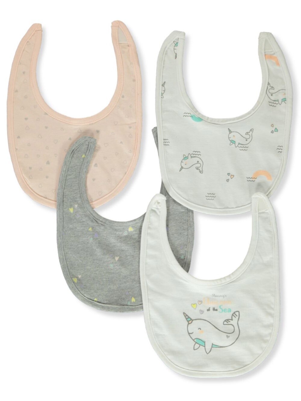 BABY GIRLS&#39; 4-PACK BIBS- Blush/Multi