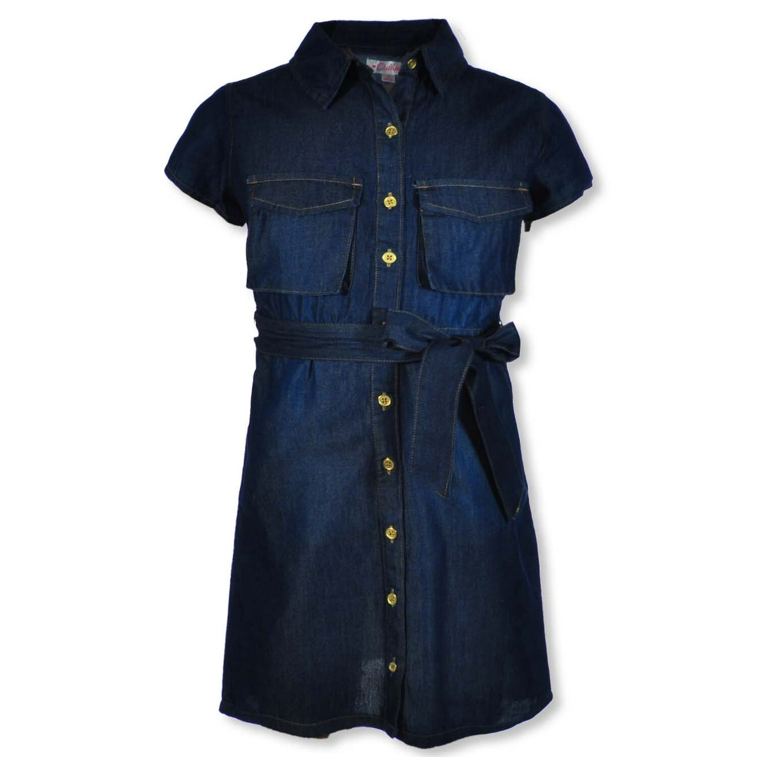 Chillipop Girls&#39; Chambray Dress- Medium wash