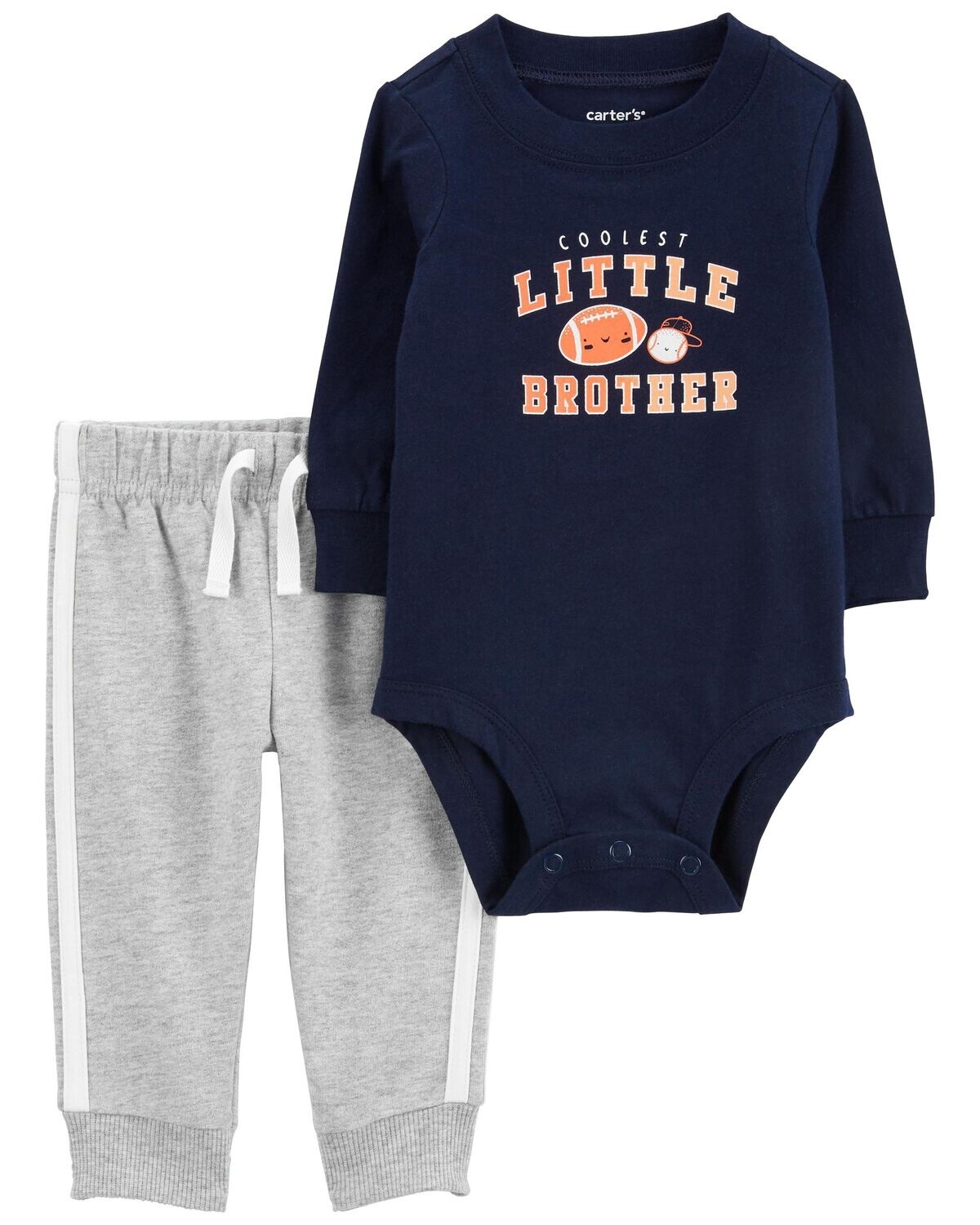 Baby 2-Piece Little Brother Bodysuit Pant Set - Navy/Heather