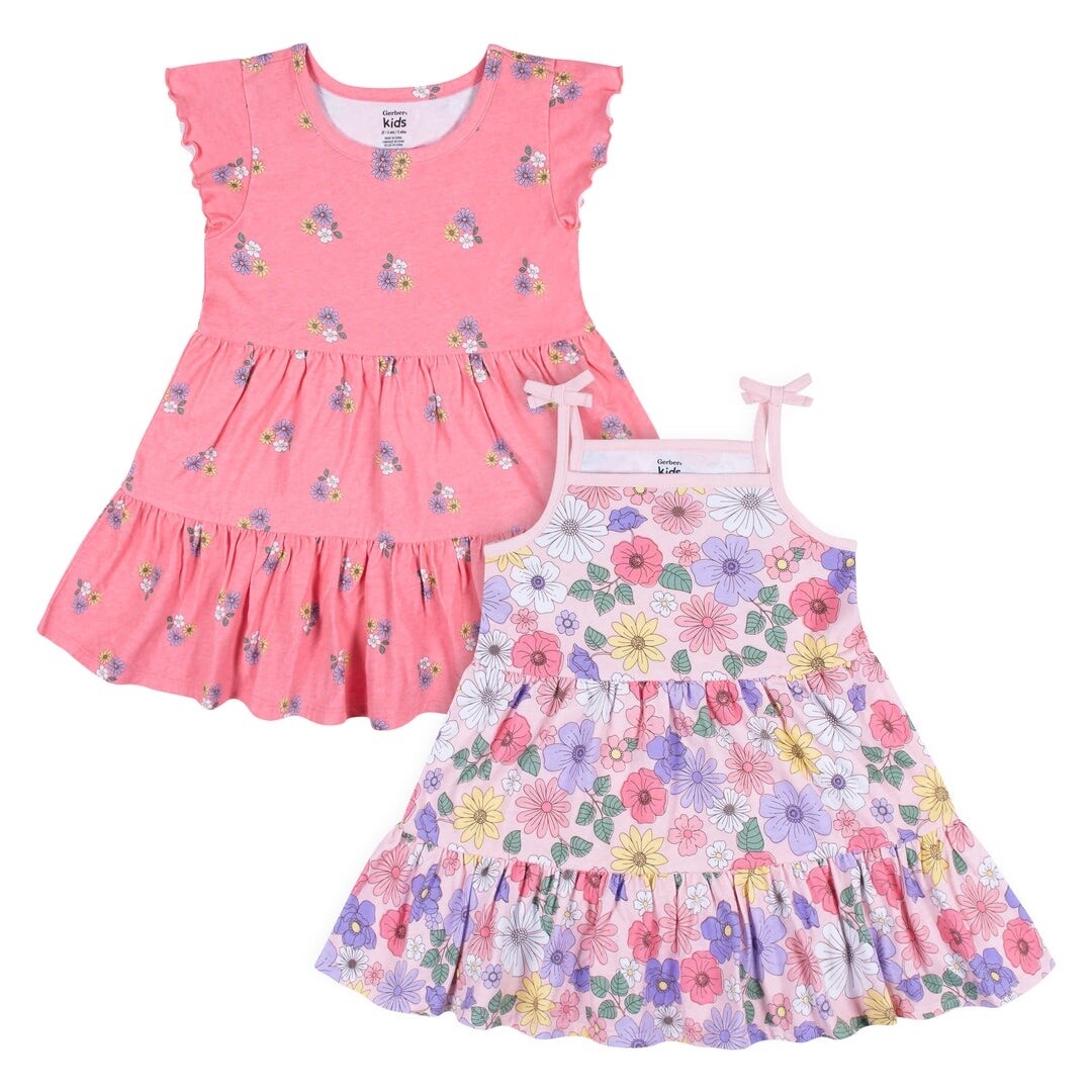 2-Pack Infant &amp; Toddler Girls Pink Floral Knit Dresses
