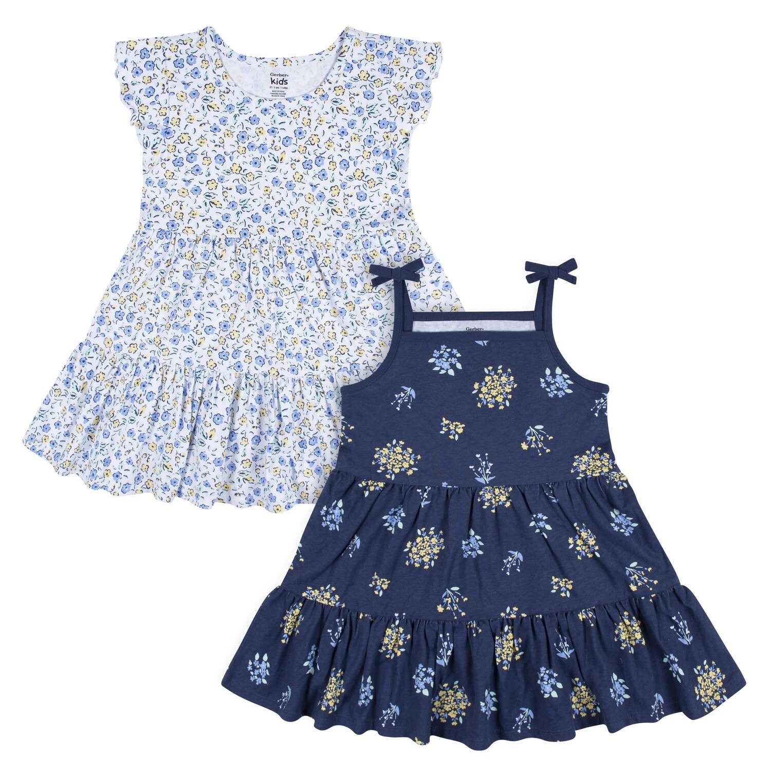 2-Pack Infant &amp; Toddler Girls Blue Floral Knit Dresses