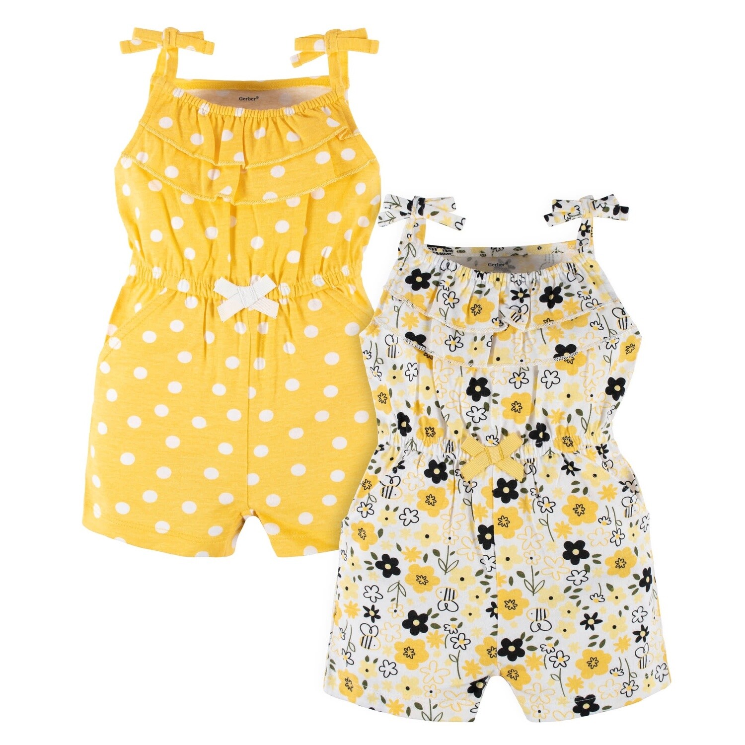 2-Pack Baby &amp; Toddler Girls Bee Garden Tank Rompers