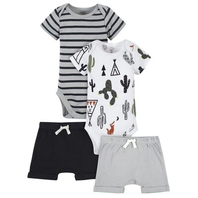 4-Piece Baby Boys Desert Organic Onesies® Bodysuits &amp; Shorts
