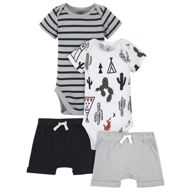 4-Piece Baby Boys Desert Organic Onesies® Bodysuits & Shorts