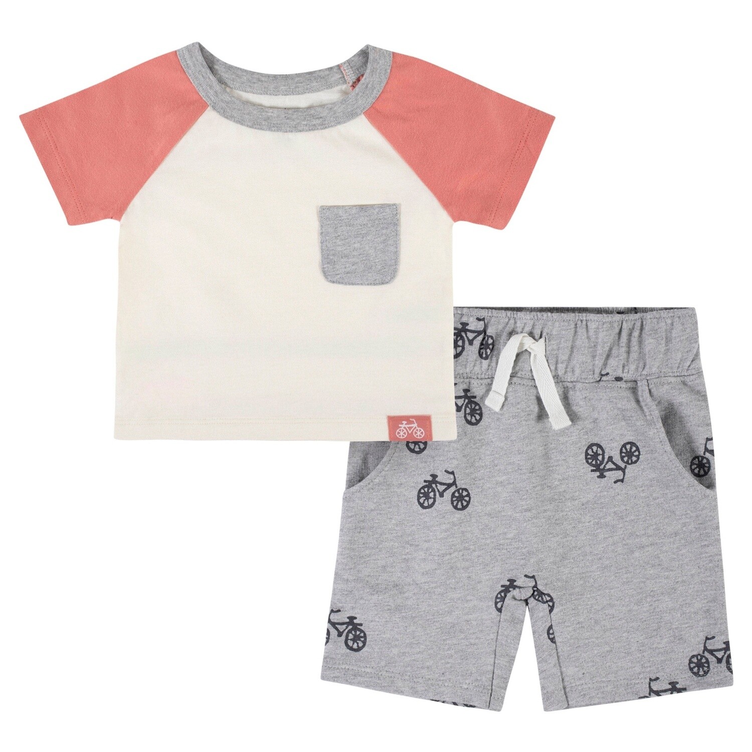 2-Piece Baby Boys Ivory Orange Top &amp; Shorts Set