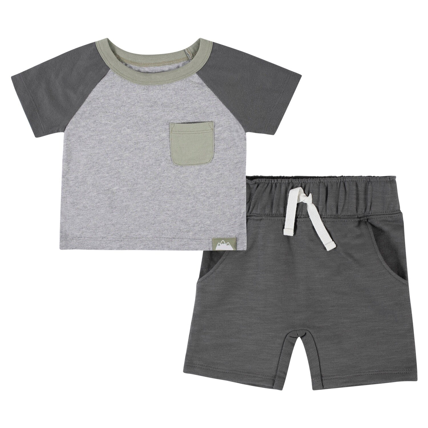 2-Piece Baby Boys Grey Charcoal Top &amp; Shorts Set