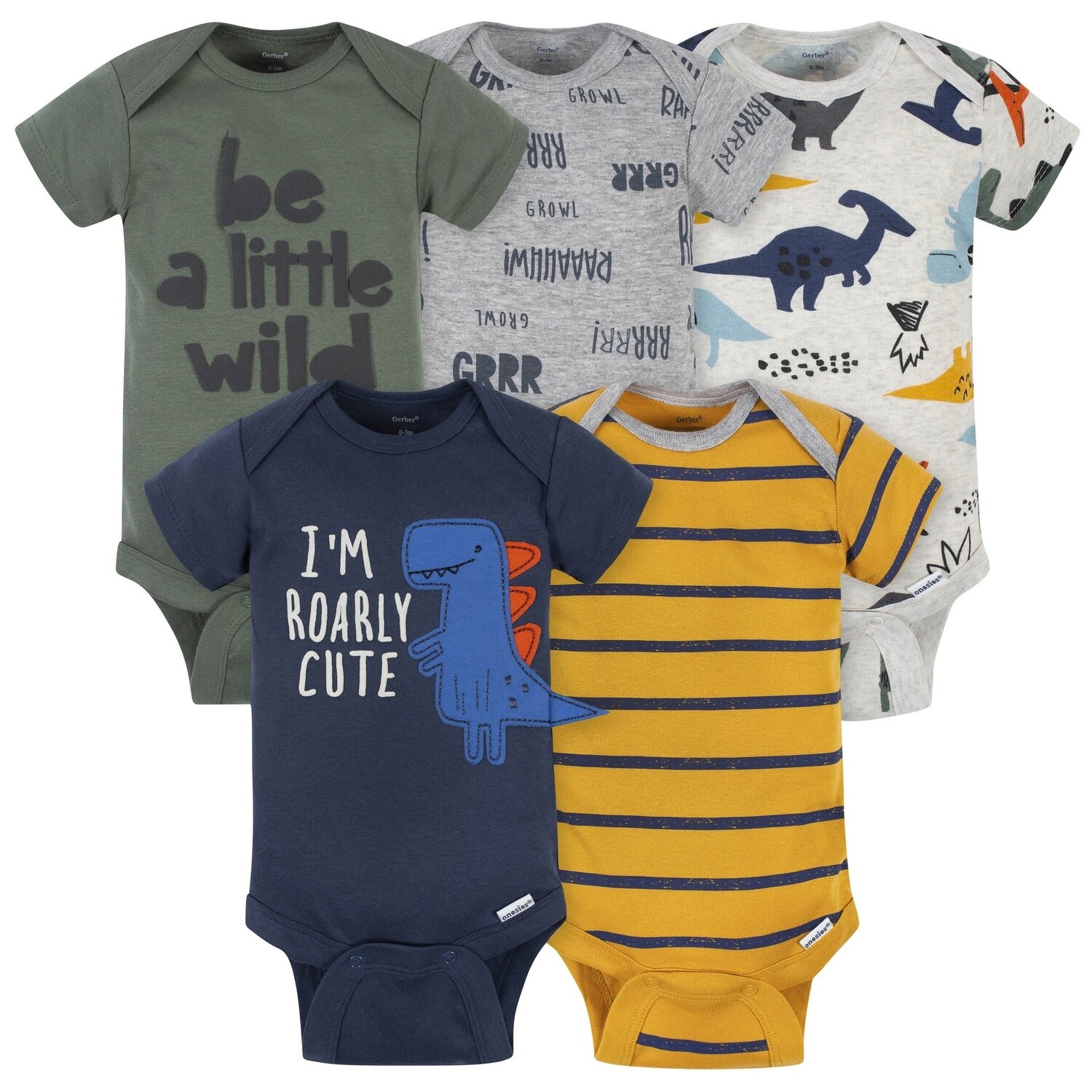 5-Pack Baby Boys  Short Sleeve Onesies® Bodysuits