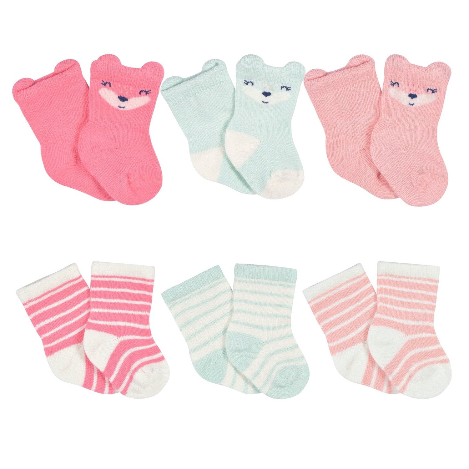 6-Pack Baby Girls Fox Wiggle Proof® Socks