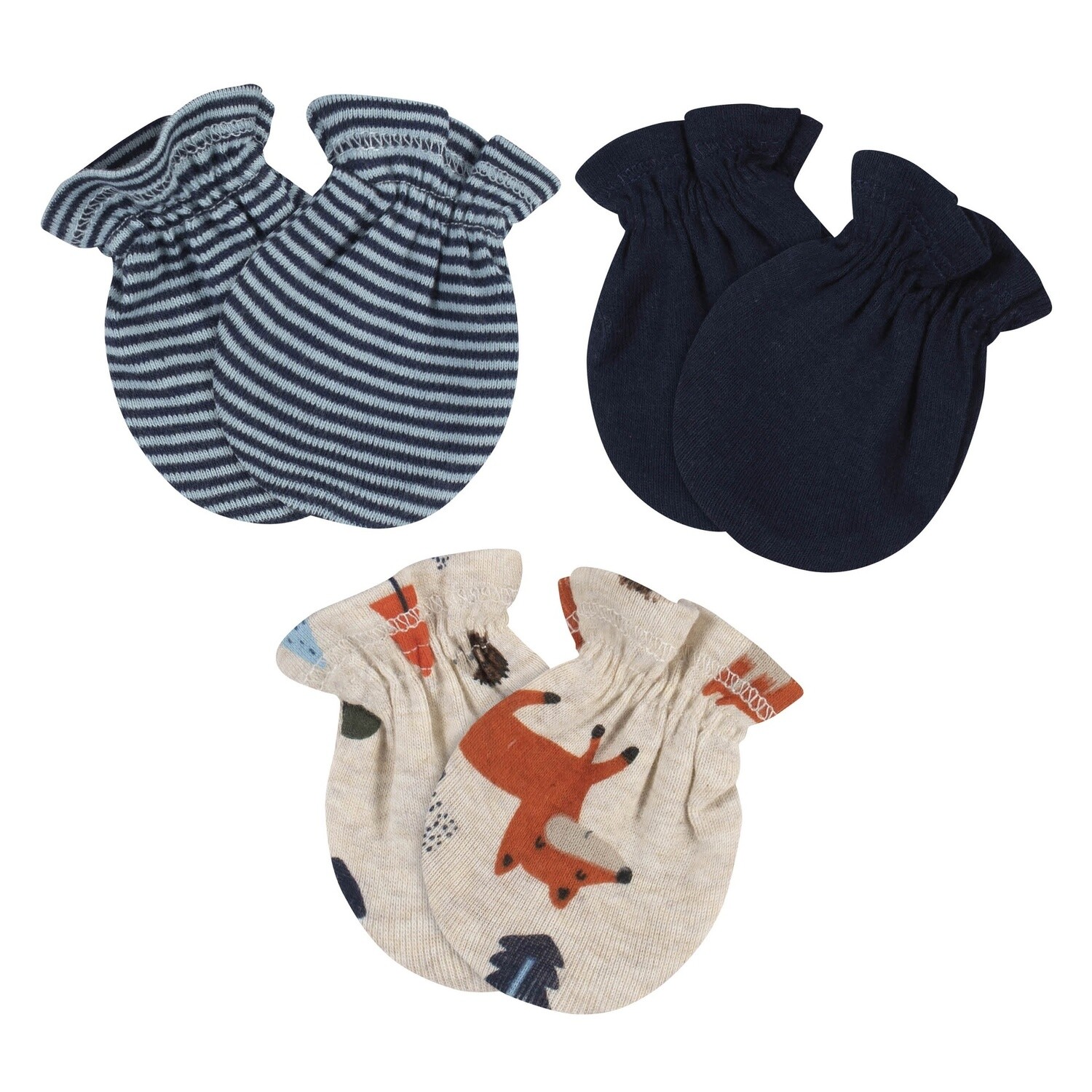 3-Pack Baby Boys BLUE No Scratch Mittens