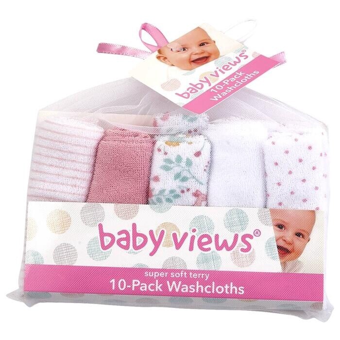 baby views 10pk. Deer Washcloths - Pink