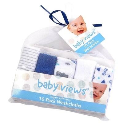 baby views 10pk. Dino Washcloths - Blue