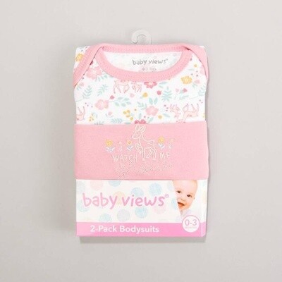 baby views 2pk. Deer Floral Bodysuits - Pink
